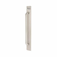Exel D-Bar Door Pull Handle on Plate - PULL - Screw Fix - 800 x 80mm - Satin Stainless Steel