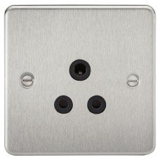 Knightsbridge 5A Flat Plate Unswitched Round Pin Socket - Brushed Chrome with Black Insert Knightsbridge 5A Flat Plate Unswitched Round Pin Socket - Brushed Chrome with Black Insert