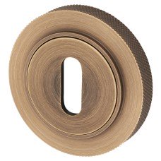 Burlington BUR60 by Frelan Escutcheon with Knurled Rose - 53mm Diameter - Keyhole - Antique Brass