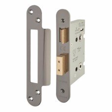 Hampstead Architectural Bathroom Lock - 78mm Case - 57mm Backset - Radius - Black Nickel