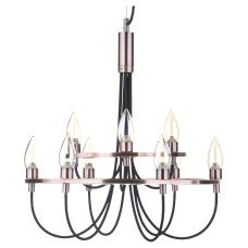 BHS Alana 9 Light Chandelier Ceiling Light - Copper Fittings with Black Cable