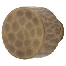 Alexander & Wilks Leila Hammered Round Cabinet Knob - 30mm Diameter - Antique Brass
