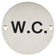 Exel WC Toilet Door Sign - 75mm Diameter - Satin Stainless Steel