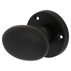 Exel Victorian Oval Mortice Door Knob - 61mm Rose Diameter - Matt Black