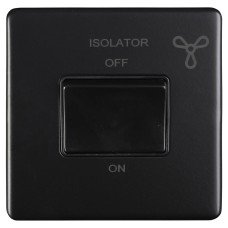 Eurolite Concealed 10A 1 Gang Screwless Flat Plate Triple Pole Fan Isolator Switch - Matt Black