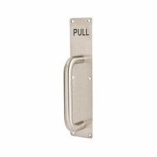 Exel D-Bar Door Pull Handle on Plate - PULL - Screw Fix - 275 x 60 x 1.5mm - Satin Stainless Steel
