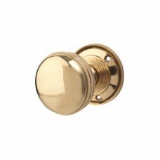 Exel Ringed Mortice Door Knob - 65mm Rose Diameter - Polished Brass