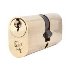 Eurospec 5 Pin 70mm Oval Double Cylinder - 35 + 35mm - Polished Brass - Keyed Alike