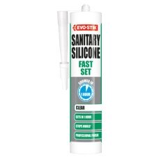 Evo-Stik Fast Set Sanitary Silicone Sealant - 310ml - Clear Evo-Stik Fast Set Sanitary Silicone Sealant - 310ml - Clear