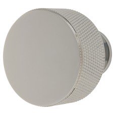 Carlisle Brass Knurled Radio Round Cabinet Knob - 35mm Diameter - Polished Chrome