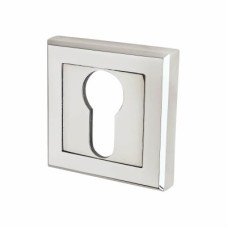 Exel Square Escutcheon - 52 x 52mm - Euro - Polished Chrome