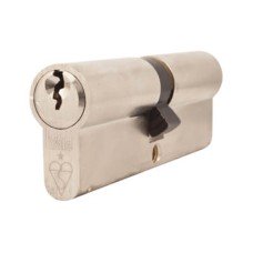 Yale 1 Star 6 Pin Kitemarked 90mm Euro Double Cylinder - 45 + 45mm - Pol Nickel - Keyed to Differ