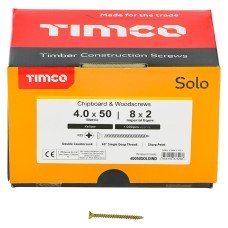 TIMCO Solo Chippy Pozi Countersunk Wood Screws - 4.0 x 50mm - Yellow Zinc - Pack of 1000