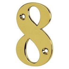 79mm Screw Fix Door Numeral - 8 - Polished Brass Effect 79mm Screw Fix Door Numeral - 8 - Polished Brass Effect