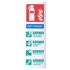 Exel Dry Powder Extinguisher Sign - 100 x 300mm - Metallic Rigid Plastic