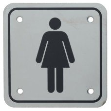 Exel Ladies Square Toilet Door Sign - 95 x 95mm - Satin Stainless Steel