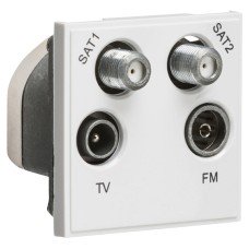Knightsbridge 1 Gang TV + 2 x F type Satellite + FM/DAB Quadplexer Euro Module - White Knightsbridge 1 Gang TV + 2 x F type Satellite + FM/DAB Quadplexer Euro Module - White