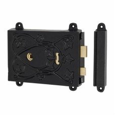 Elan Cast Lock with Keep - 158 x 142mm - Antique Black Iron Elan Cast Lock with Keep - 158 x 142mm - Antique Black Iron