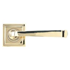 From The Anvil Aged Brass Door Handles on Square Rose - Avon Range 