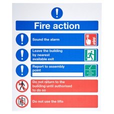 Exel Symbolised Fire Action Safety Sign - 250 x 300mm - Rigid Plastic