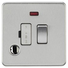 Knightsbridge 13A 1 Gang Screwless Switched Fused Spur with Neon & Flex Outlet - Brushed Chrome