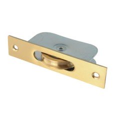 Exel Square Ball Bearing Sash Window Pulley - 44mm Curved Metal Wheel - Satin Brass