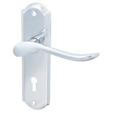 Hampstead Polished Chrome Scroll Keyhole Lock Door Handle - Turin Range - 170 x 46mm