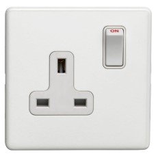 Eurolite Concealed 13A 1 Gang Screwless Flat Plate DP Switched Socket - Matt White Eurolite Concealed 13A 1 Gang Screwless Flat Plate DP Switched Socket - Matt White
