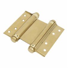 Double Action Self Closing Spring Hinge - 127mm Length - Polished Brass - Pair