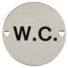 Exel WC Toilet Door Sign - 75mm Diameter - Polished Stainless Steel