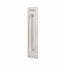 Exel D-Bar Door Pull Handle on Plate - PULL - Screw Fix - 625 x 125mm - Satin Stainless Steel