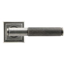From The Anvil Pewter Knurled Door Handles on Square Rose - Brompton Range 