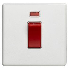 Eurolite Concealed 45A 1 Gang Screwless Flat Plate DP Cooker Switch with Neon - Matt White Eurolite Concealed 45A 1 Gang Screwless Flat Plate DP Cooker Switch with Neon - Matt White