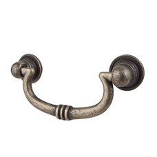 Olde Forge Antique Style Swan Cabinet Drop Handle - 64mm Centres - Antique Brass