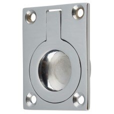 Exel Rectangular Flush Ring Cabinet Pull Handle - 50 x 38mm - Polished Chrome