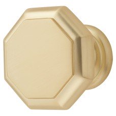 Exel Looe Octagonal Cabinet Knob - 37mm Diameter  - Satin Brass