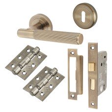 Exel Nova Lines 3 Lever Sashlock Door Handle Kit - Antique Brass
