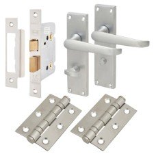 Exel Victorian Straight Bathroom Lock Door Handle Kit - Satin Chrome