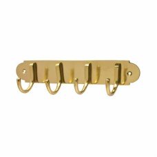 Heritage Brass by M Marcus Solid Brass Coat Rack - 223 x 64 x 40mm - 4 Hooks - Polished Brass