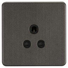 Knightsbridge 5A Screwless Flat Plate Unswitched Round Pin Socket - Smoked Bronze with Black Insert Knightsbridge 5A Screwless Flat Plate Unswitched Round Pin Socket - Smoked Bronze with Black Insert