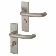 Exel Satin Stainless Steel 19mm Return to Door Bathroom Door Handle - Square - 57mm c/c - RH