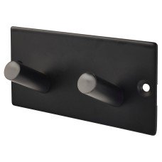 Exel Square Horizontal Hook Plate - 90 x 45mm - 2 Hooks - Matt Black
