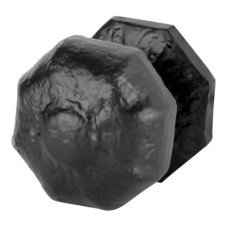 Olde Forge Octagonal Centre Door Knob - 66mm Rose Diameter - Antique Black Iron