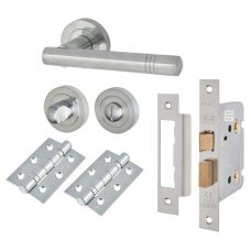 Exel Dakota Bathroom Lock Door Handle on Rose Kit - Satin Chrome
