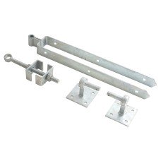 Heavy Duty Adjustable Field Gate Hinge Set On Plates - 600 x 85mm - Galvanised