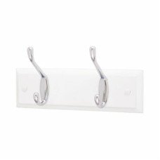 Exel Hat & Coat Hook Rail - 225 x 70mm - 2 Hooks - White Board with Polished Chrome Hooks