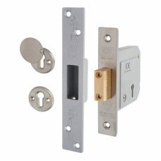 UNION 3G114E BS3621:2007 Heavy Duty Deadlock - 80mm Case - 53mm Backset - Satin Chrome