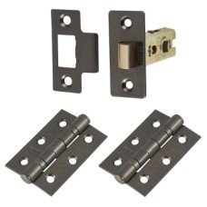 Exel Latch Pack - 76mm Case - 57mm Backset - 2 x Fire Rated Ball Bearing Hinges - Black Nickel