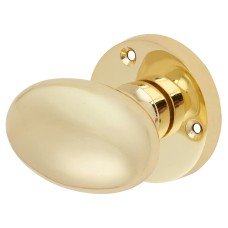 Exel Victorian Oval Mortice Door Knob - 61mm Rose Diameter - Polished Brass