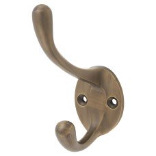 Alexander & Wilks Victorian Single Hat & Coat Hook - 80 x 35mm - Antique Brass